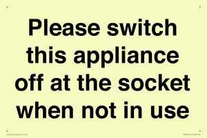 Please switch this appliance off at the socket when not in use